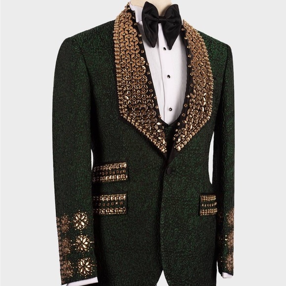Suits & Blazers | Mens Green Gold Tuxedo | Poshmark
